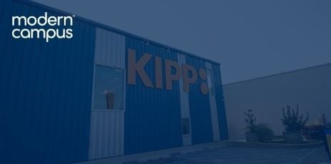 close-up shot of the letters K-I-P-P in orange on a bright blue building